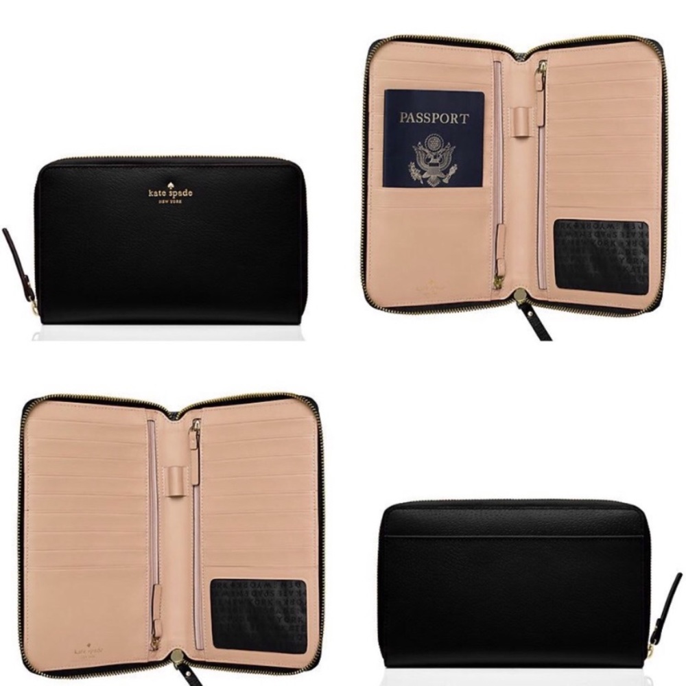 Kate Spade travel zip around wallet clutch black
